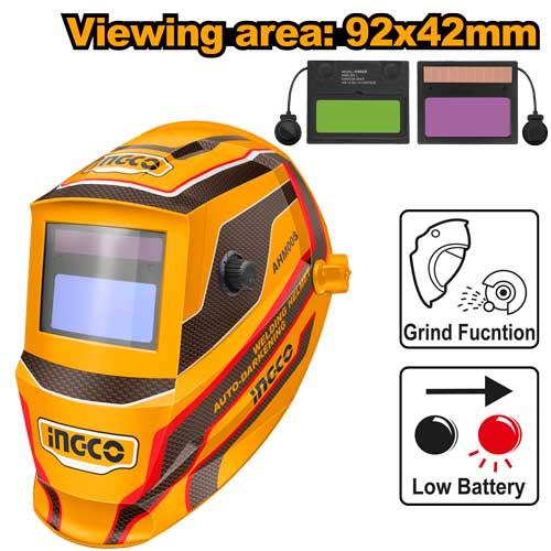 Ingco Auto-darkening Welding Helmet AHM008 - Power On/Off fully automatic, Cartridge Size 110×90×9mm