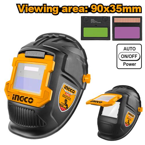 Ingco Auto-darkening Welding Helmet AHM009 - Power On/Off fully automatic, Cartridge Size 110×90×10mm