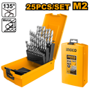 Ingco AKD1251: 25-Piece Fully Ground HSS Drill Bits Set - Precision Sizes from 1.0mm to 13mm