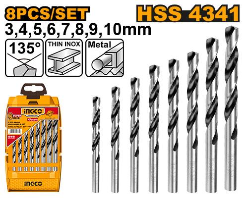 Ingco 8 Pcs HSS Twist Drill Bits Set AKDB1088