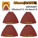 Ingco AKTS080201 Delta Sanding Sheets - 80mm, Aluminium Oxide, 20Pcs/Set