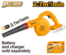 Ingco CABLI20028 20V Cordless Blower with 18000 RPM and 2.7m³/min Air Volume