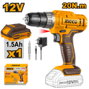 Ingco CDLI1218 12V Cordless Drill with 1.5Ah Battery and Charger