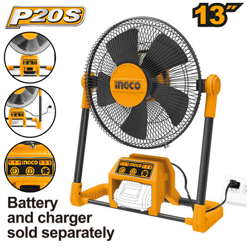 INGCO CFALI2001 20V Lithium-ion Fan - 3 Speed Settings, 12" Diameter
