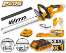 INGCO CHTLI20461 20V Lithium-ion Hedge Trimmer - 2800spm Speed, 460mm Blade Cutting