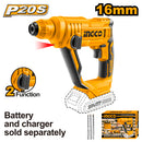 Ingco CRHLI1601 20V Lithium-Ion Rotary Hammer - 1.5J Impact Energy, SDS Plus Chuck, 16mm Concrete Capacity