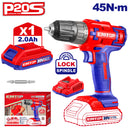 Emtop ECDL6200118 Cordless Drill | 20V, 45Nm Torque, 2.0Ah Battery Pack Included