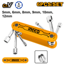 Ingco HFND0601: 6-Piece Folding Nut Driver Set - Compact and Convenient with Heat-Treated Cr-V+AL Material