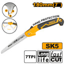 Ingco HFSW1808 Folding Saw - 7" Blade with Triple Teeth, Hand Protection, and Long Life