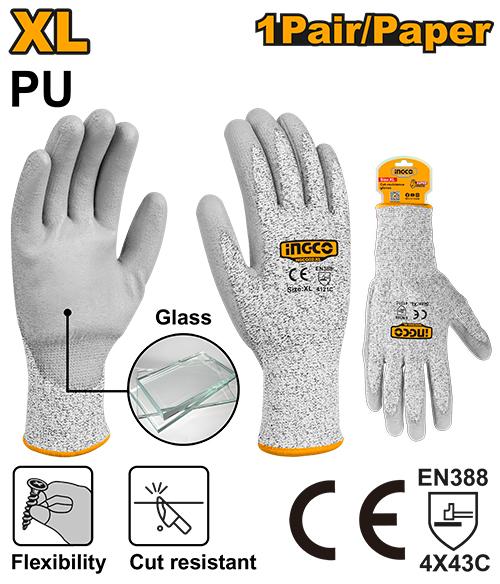 Ingco PU Cut-resistant Gloves HGCG02-XL - Size XL