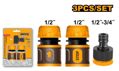 Ingco 3 Pcs Hose Quick Connectors Set HHCS03122