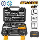 Ingco HKTS14451 45 Pcs 1/4" Socket Set