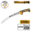 Ingco HPS33028C: 13-inch Pruning Saw - 65Mn Material, 6TPI, Triple Teeth, Precision Ground Teeth, Fast Cut, Color Sleeve Packaging