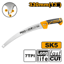 Ingco HPS3308: 13-inch Pruning Saw - Taiwan SK5 Material, 7TPI, Heat Treatment Teeth, Triple Teeth, Extension Bar Function, Fast Cut, Long Life