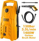 Ingco High Pressure Washer HPWR14008 - 1400W, 130Bar Max Pressure