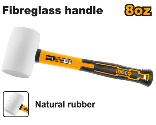 INGCO HRUH8308 Rubber Hammer - 8oz/220g, Soft Impact for Delicate Work