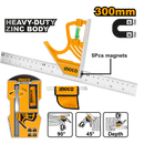 Ingco HSR530255 12-Inch Magnetic Lock Combination Square - Heavy-Duty Zinc Body with Stainless Steel Blade