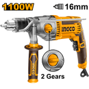 Ingco ID211008 Impact Drill - 1100W, Variable Speed, Hammer Function, Dual Mechanical Gearbox