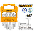 Ingco LASWT0601: L-Angled Socket Wrench Set - 6 Pcs, Sizes 7mm to 14mm, Cr-V, Drop-Forged, FACOM Quality Level, Plastic Hanger Packaging