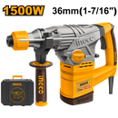 Ingco RH15008 Rotary Hammer - 1500W, 5.0J Impact Energy, High-Capacity Drilling