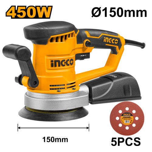 Ingco RS4508 Rotary Sander - 450W, 4000-13000rpm, 150mm Sanding Pad
