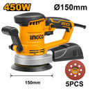 Ingco RS4508 Rotary Sander - 450W, 4000-13000rpm, 150mm Sanding Pad