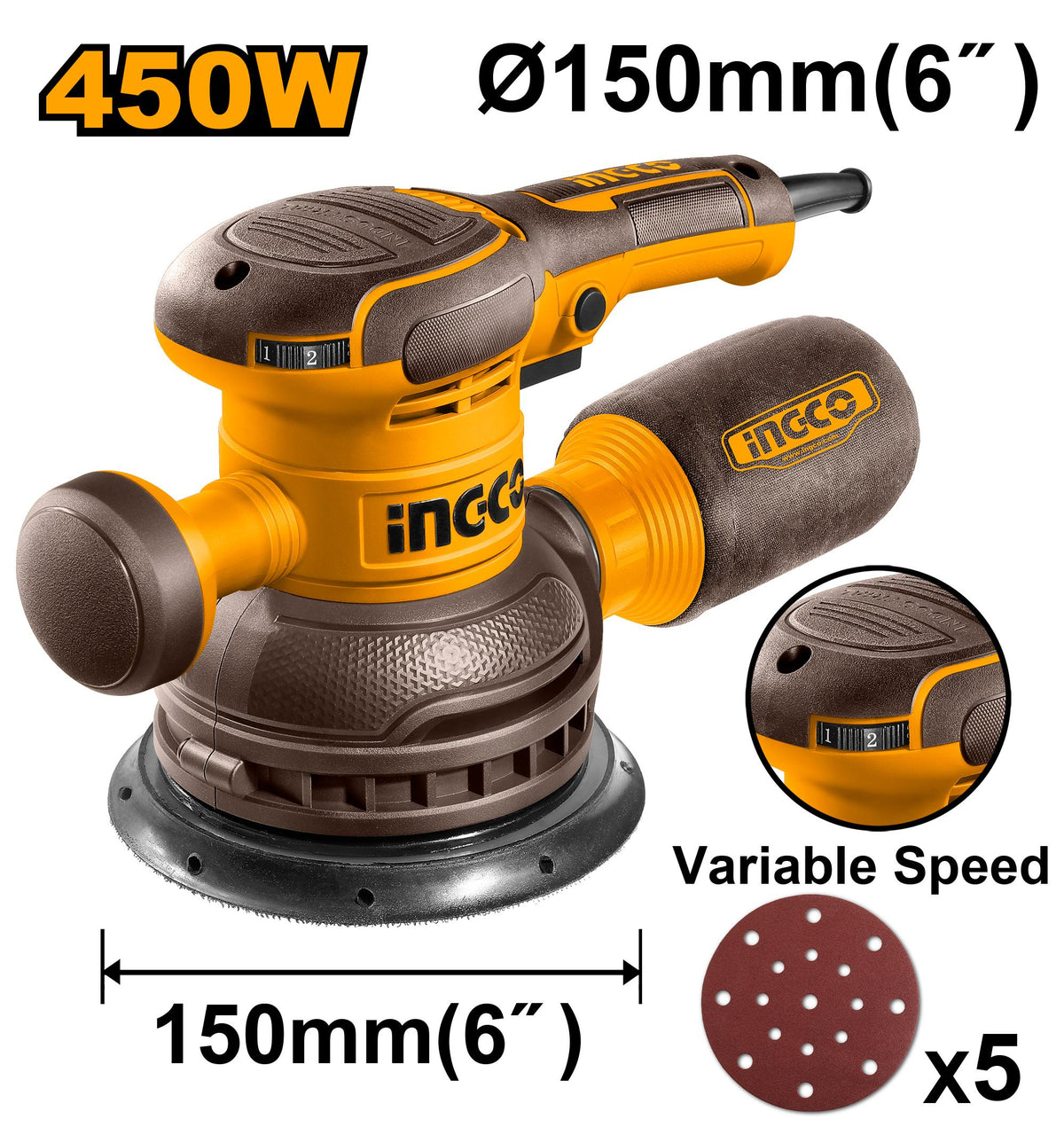 Ingco Rotary sander 220-240V - RS4516