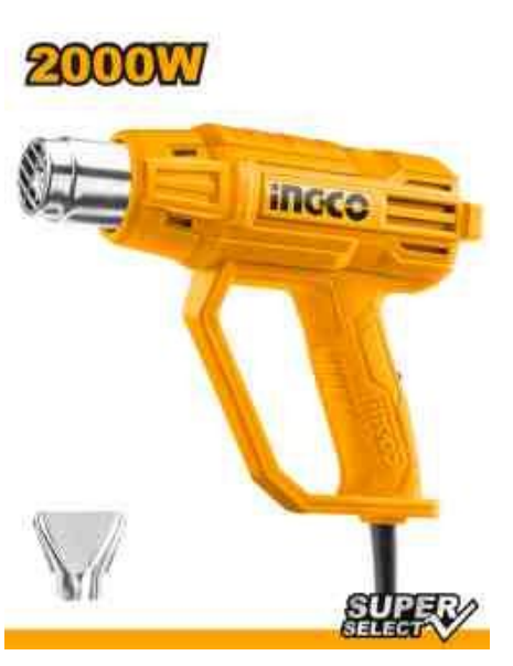 Ingco Heat Gun HG2000385 - 2000W, Adjustable Temperature and Airflow