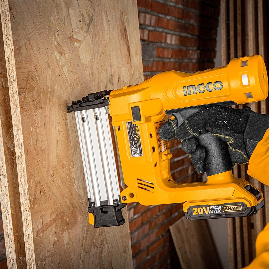 Ingco CBNLI2016 Lithium-ion Cordless Brad Nailer Kit - 20V, 2.0AH Battery, Charger Included