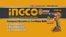 INGCO CDLI205582 20V Compact Brushless Cordless Drill Kit with 47 Accessories | 55Nm Torque, 13mm Chuck, Battery & Charger Included