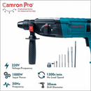 Camron Pro CP-RH-30 Heavy-Duty Rotary Hammer Drill Machine - 1000W, 30mm Drilling Capacity, 1300 RPM, SDS-Plus Chuck, 3 Modes