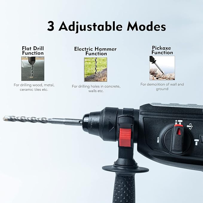 Camron Pro CP-RH-30 Heavy-Duty Rotary Hammer Drill Machine - 1000W, 30mm Drilling Capacity, 1300 RPM, SDS-Plus Chuck, 3 Modes