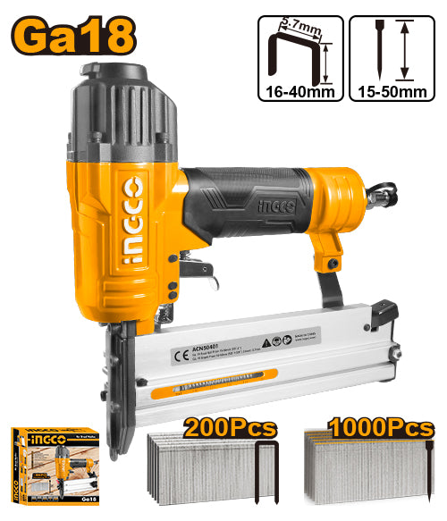 INGCO ACN50401 2-in-1 Combo Brad Nailer and Stapler - Versatile Fastening Solution for Precision Projects