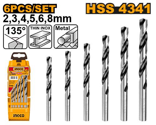 Ingco 6 Pcs HSS Twist Drill Bits Set AKD1055 - Size 2,3,4,5,6,8mm