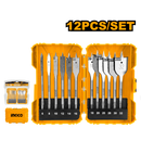 Ingco AKDL1201: 12-Piece Flat Wood Drill Bits Set - Precise Drilling in Various Sizes (6mm to 32mm