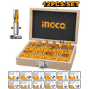 Ingco AKRT1221 12 Pcs Router Bits Set (12mm) - Shank Diameter: 12mm, Various Cutting Profiles