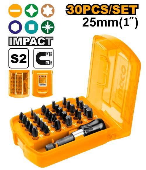 Ingco 30 Pcs 25mm Impact Screwdriver Bits Set AKSD68303