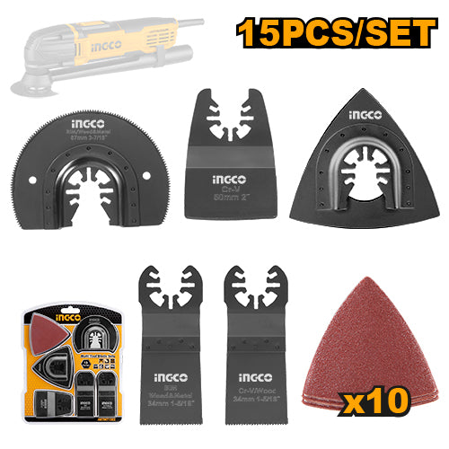 Ingco AKTMT1502 Multi Tool Blade Set - 15 Pieces, Compatible with CMLI2001, MF3008, and UMF3008
