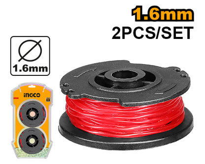 Ingco ALS1601 Lithium-Ion Line Spool - 1.6mm Diameter, Spiral Line, 5m Length, 2 Line Spools, Compatible with Multiple Models