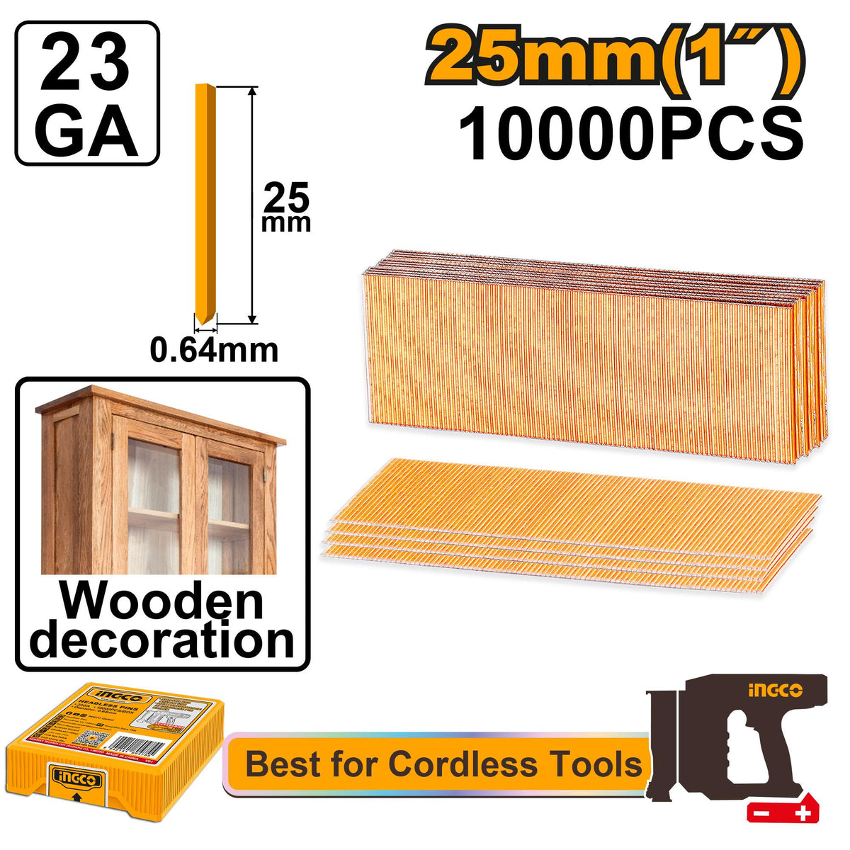 Ingco Headless Pins ANA06825 - Length 25mm