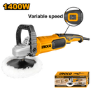 Ingco AP140016 Variable Speed Polisher - 1400W, 180mm Polishing Pad, D-handle, Hook & Loop Pad
