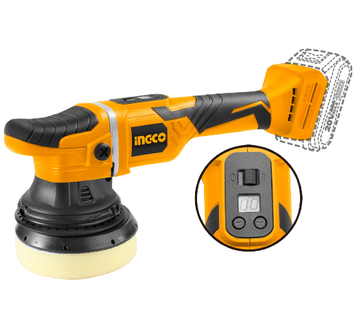 Ingco APLI2002 20V Lithium-Ion Polisher with Brushless Motor, Variable Speed Control, and Digital Display