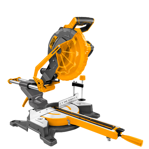 Ingco BM2S180017 Mitre Saw - 1800W, 220-240V, 5300rpm, 255mmx25.4mm Blade, 89mmx320mm Max Cutting Capacity, Mitre and Bevel Cuts, Dual Sliding Rails