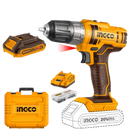 Ingco CDLI200528 20V Cordless Drill - 45Nm Torque, 2-Speed Gear, LED Work Light, 2x 2.0Ah Battery Packs, Charger