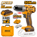 Ingco CDLI20508: 20V Brushless Cordless Drill with 50Nm Max Torque and 47 Accessories Kit