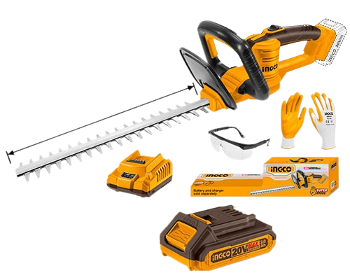 INGCO CHTLI20461 20V Lithium-ion Hedge Trimmer - 2800spm Speed, 460mm Blade Cutting