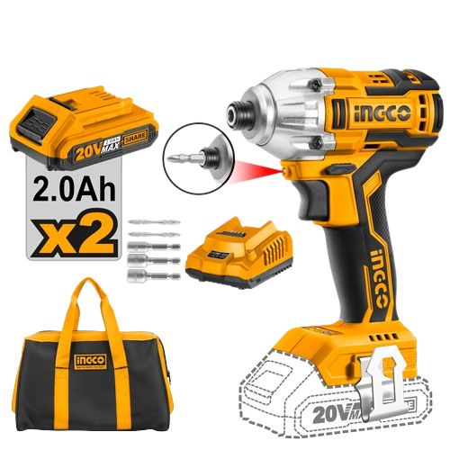INGCO CIRLI2002 20V Brushless Lithium-ion Impact Driver - High Torque, Professional Performance