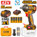INGCO CIWLI42461 42V Lithium-Ion Brushless Cordless Impact Wrench (600Nm) – Ultra-Power Industrial Kit