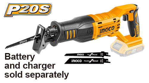 INGCO CRSLI1151 20V Lithium-ion Reciprocating Saw - 2800rpm Speed, 115mm Wood Cutting Capacity