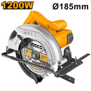 Ingco CS18578 Circular Saw - 1200W, 220-240V, 5000rpm, 185mm Blade, Adjustable Depth and Bevel, Includes 1 Blade